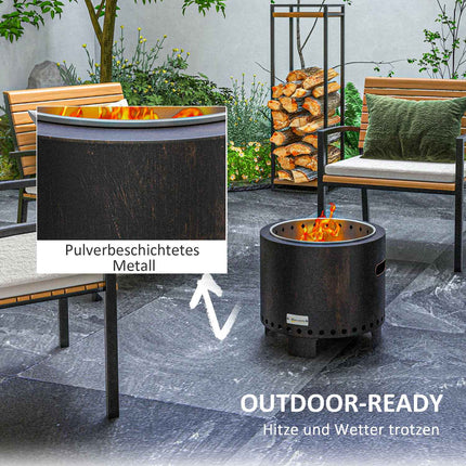 Rauchfreie Feuerschale, Ø45 cm, Metall-Feuerstelle für Garten/Camping