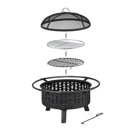 Brasero avec protection contre les étincelles et grille