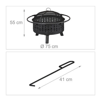 Brasero avec protection contre les étincelles et grille
