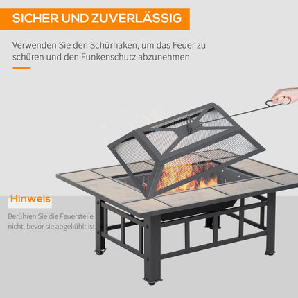 Feuerschale aus Stahl mit Funkenschutz & Deckel - 92x71x51 cm