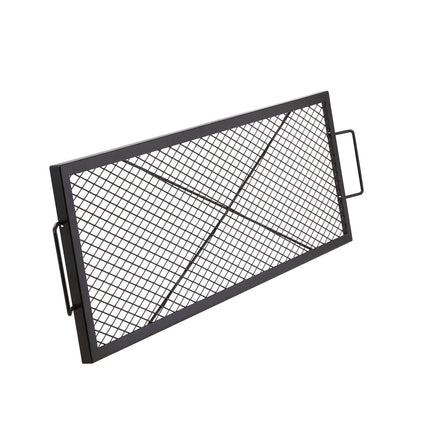 Fire Pit Grill Grate, 44 x 15 in Heavy-Duty Steel, Handle