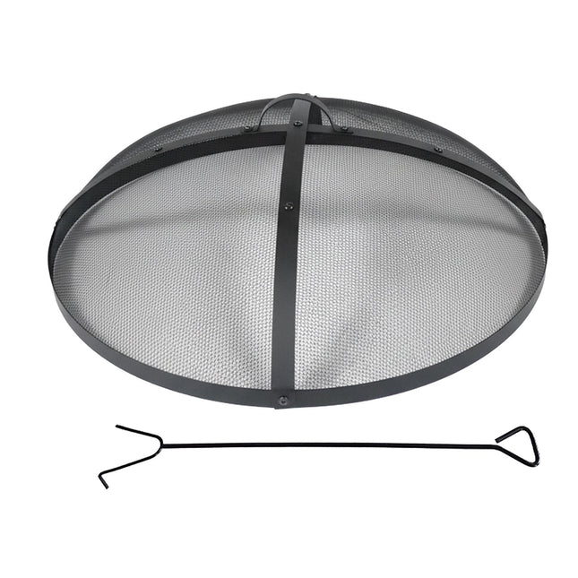 Fire Pit Spark Guard, Round Metal Mesh, Includes Poker, 70 cm