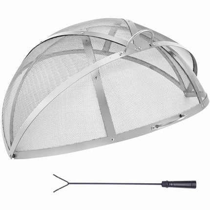 Fire Pit Spark Screen Lid, 30 Inch Stainless Steel, Handles