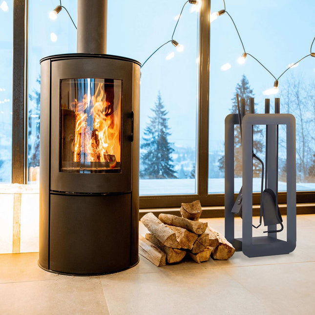 Kamin 5-teilig in grau/schwarz