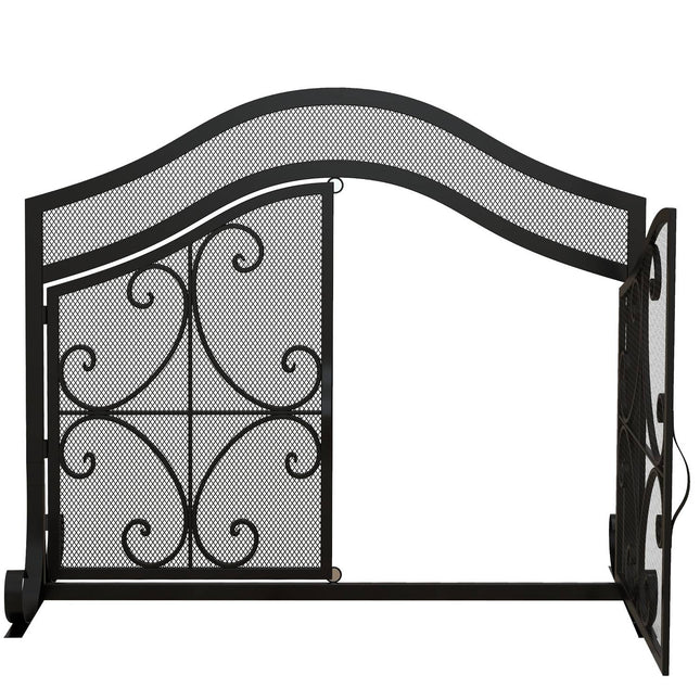 Kaminschutzgitter & Tür – Magnetstahl, Schwarz 105x80,5 cm