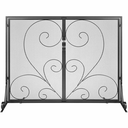 Fireplace Screen, 2-Panel Iron Mesh Spark Guard 990x802mm