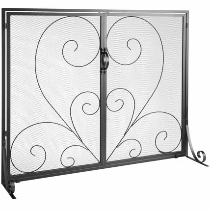 Fireplace Screen, 2-Panel Iron Mesh Spark Guard 990x802mm