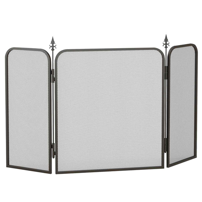 Klappbarer Metall-Kamingitter, 3-teilig, Funkenschutz, schwarz