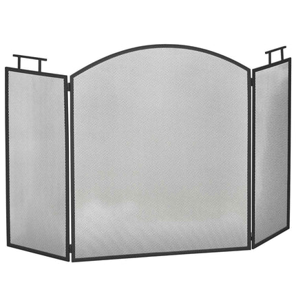 Kaminschutzgitter, faltbarer Funkenschutz aus Metall, schwarz, 110x24x76,5 cm
