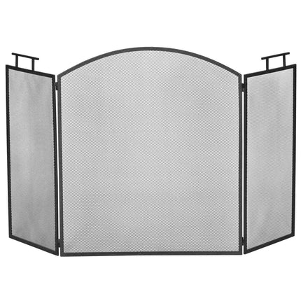 Kaminschutzgitter, faltbarer Funkenschutz aus Metall, schwarz, 110x24x76,5 cm