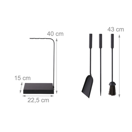 Ensemble d'accessoires pour cheminée - 4 pièces en métal