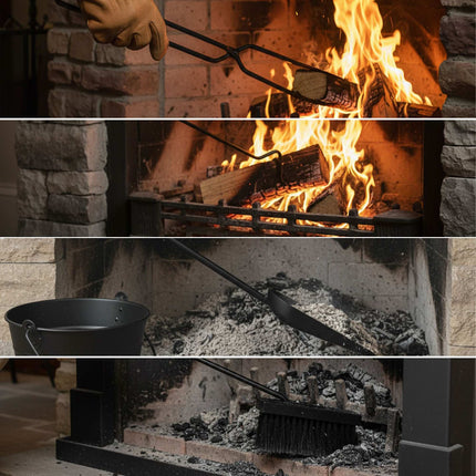 Ensemble d'outils pour cheminée, accessoires en fer de 5 pièces