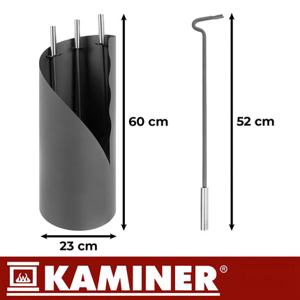 Ensemble d'outils pour cheminée, acier 4 en 1 avec support