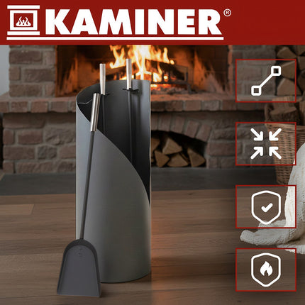 Ensemble d'outils pour cheminée, acier 4 en 1 avec support