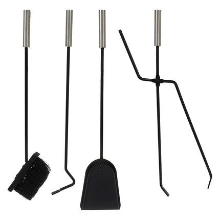 Ensemble d'outils pour cheminée, acier 5 en 1 avec support