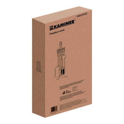 Ensemble d'accessoires de cheminée avec support - Acier inoxydable, 5 pièces