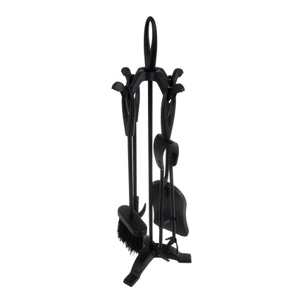 Ensemble d'accessoires de cheminée avec support - Acier inoxydable, 5 pièces