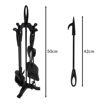 Ensemble d'accessoires de cheminée avec support - Acier inoxydable, 5 pièces