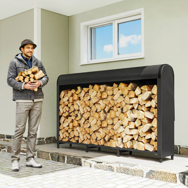 Kaminholzregal, Metall, 199x30x121 cm, 300kg Traglast