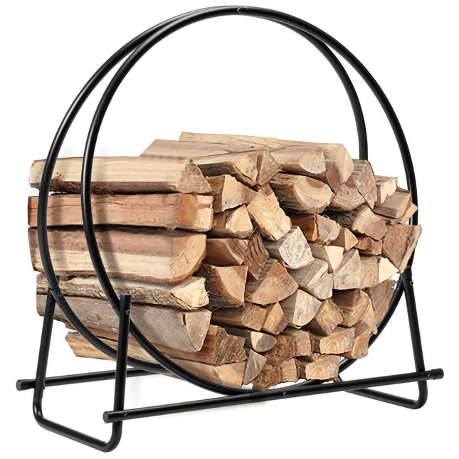 Support à bois de chauffage en métal, 76,5 x 36 x 82 cm, noir