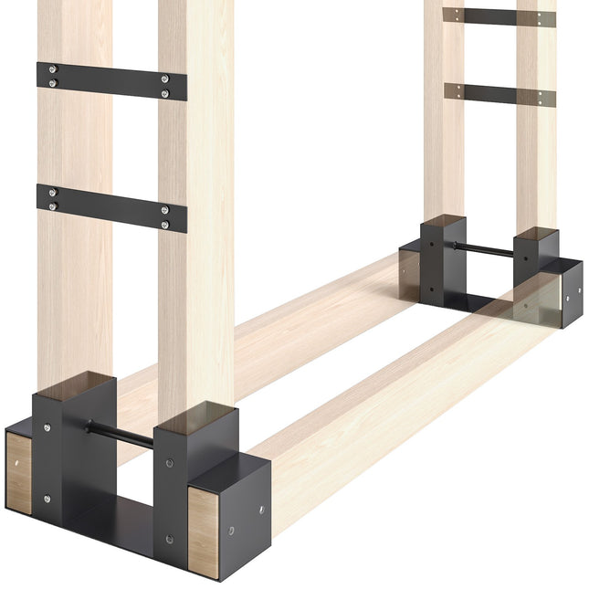 Support à bois de chauffage réglable en métal, noir, 33,5 x 10 x 15,5 cm