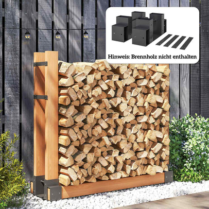 Support à bois de chauffage réglable en métal, noir, 33,5 x 10 x 15,5 cm