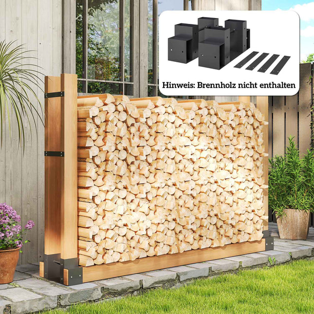 Support à bois de chauffage réglable en métal, noir, 33,5 x 10 x 15,5 cm