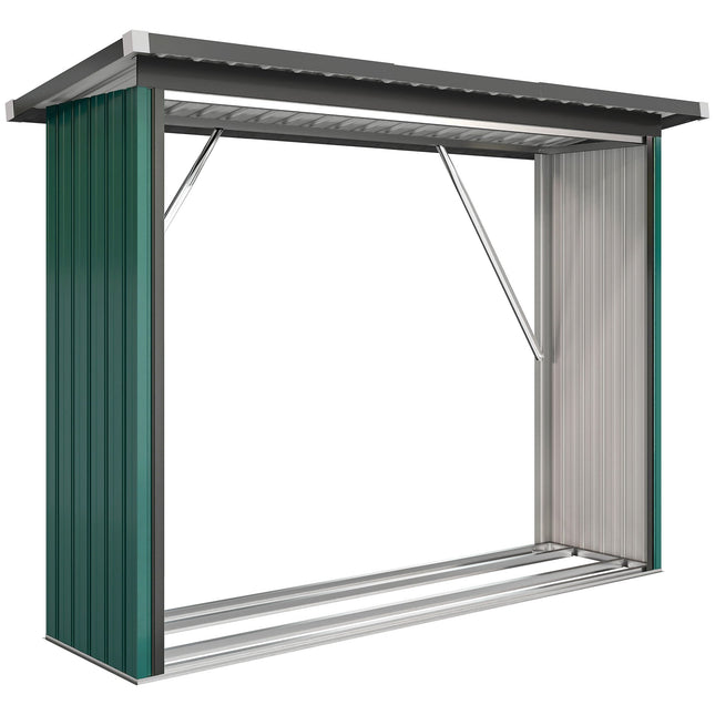 Kaminholzunterstand, erhöhter Boden, schräges Dach, 213x66,5x150cm
