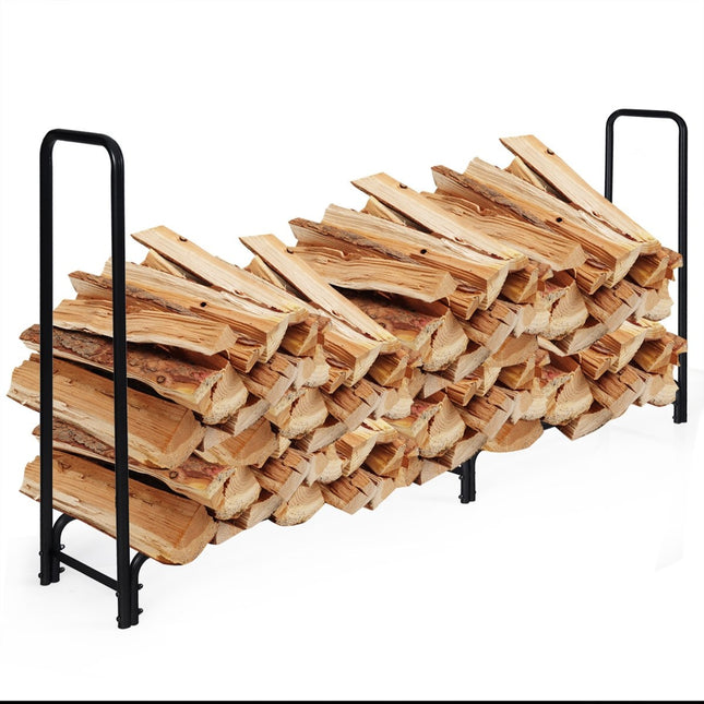 Support à bois de chauffage Support à bois de chauffage en métal avec poignées et base 250 x 36 x 122,5 cm Noir