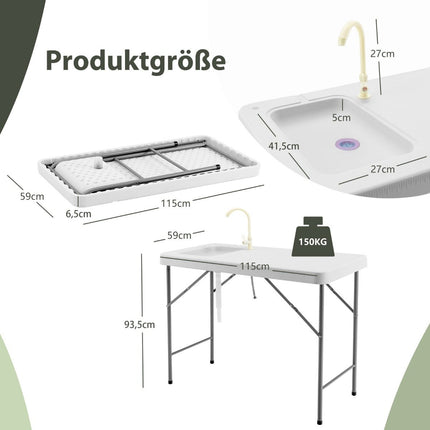 Fish Cleaning Table More Portable Fish Fillet and Hunting Station with Sink Faucet Drain Hose