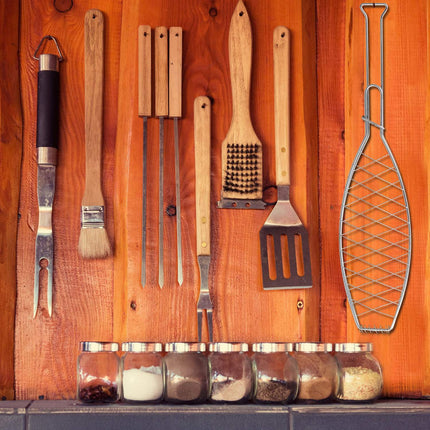 Fischgrillzangen-Set, Edelstahl, 3-teilig