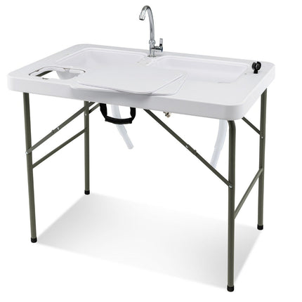 Table de nettoyage du poisson table de filetage pliante 101,5 x 65,5 x 107,5 cm blanc