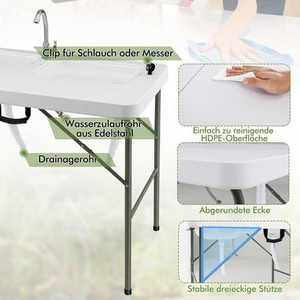 Table de nettoyage du poisson table de filetage pliante 101,5 x 65,5 x 107,5 cm blanc