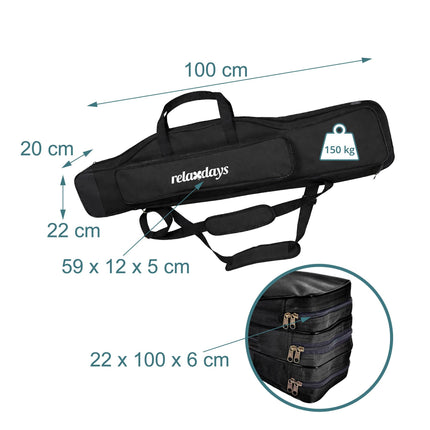 Housse pour canne à pêche, 5 compartiments, 100 cm, noire