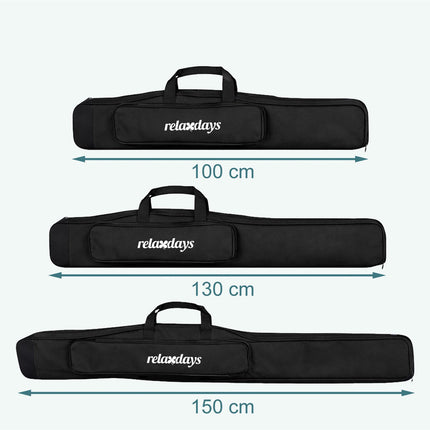 Housse pour canne à pêche, 5 compartiments, noire, 150 cm