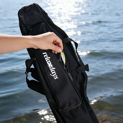 Housse pour canne à pêche, 5 compartiments, noire, 150 cm