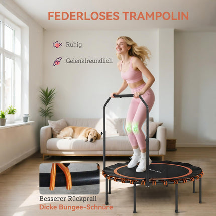 Trampoline de fitness avec poignée réglable, intérieur/extérieur, orange