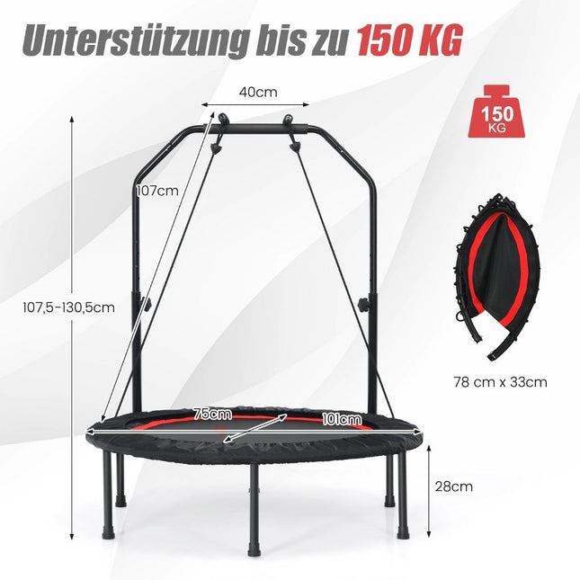 Trampoline de fitness avec poignée réglable et bandes de résistance