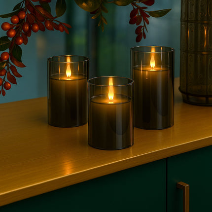 Ensemble de bougies LED sans flamme avec télécommande, cire véritable