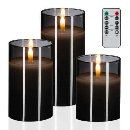 Ensemble de bougies LED sans flamme avec télécommande, cire véritable