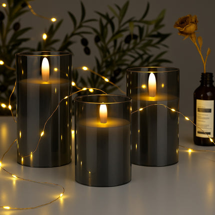 Ensemble de bougies LED sans flamme avec télécommande, cire véritable