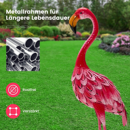 Ensemble de 2 statues de flamants roses pour jardin, en métal, 89 cm