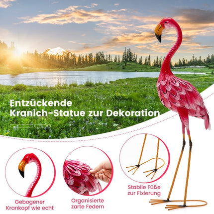 Ensemble de 2 statues de flamants roses pour jardin, en métal, 89 cm