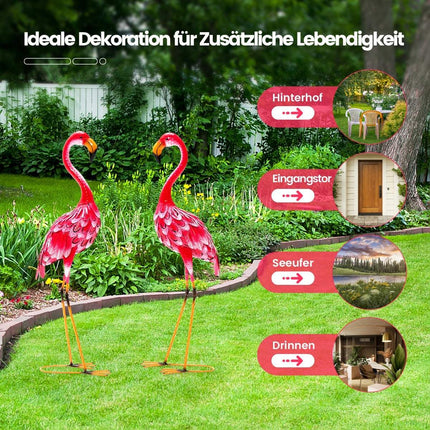 Ensemble de 2 statues de flamants roses pour jardin, en métal, 89 cm