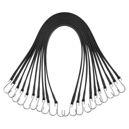 Flat Bungee Cords, 50 Pack, 31 In, Steel S-Hooks