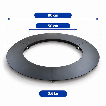 Flat Tree Ring in Galvanised Steel, Mowing Edge for Trees, Anthracite