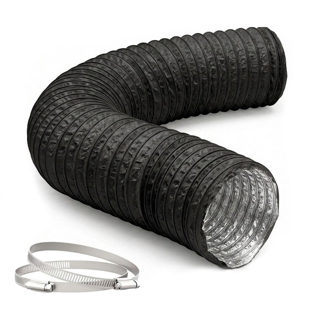 Flexibler schwarzer Lüftungsschlauch, 5 m - 100 mm, PVC & Aluminium