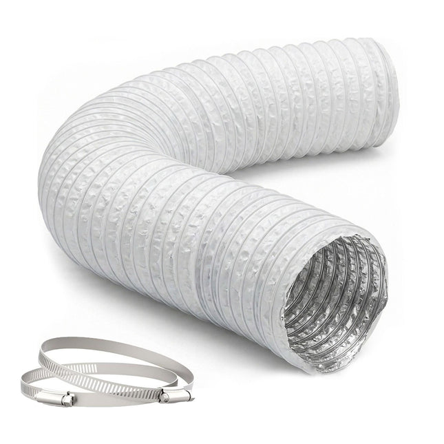 Flexibler weißer Lüftungsschlauch, 5m x 100mm, PVC & Aluminium