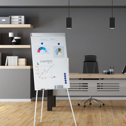 Tableau blanc à feuilles mobiles avec support papier et surface magnétique