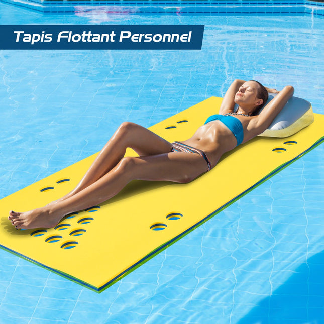 Table de beer pong flottante, tapis XPE de 1,7 m, jaune